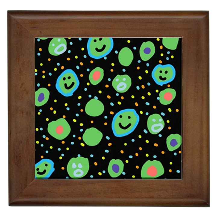 Doodle Dot Drawing Framed Tile