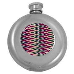 Pattern Zigzag Stripe Design Round Hip Flask (5 Oz) by Maspions