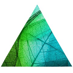 Texture Green Leaf Abstraction 3d Wooden Puzzle Triangle by Salmanaz77