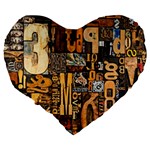 3d Letters Macro Wooden Letters Letters Textures Large 19  Premium Flano Heart Shape Cushions Back