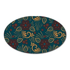 Flowers Floral Retro Flower Texture Oval Magnet by Salmanaz77