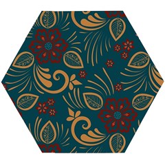 Flowers Floral Retro Flower Texture Wooden Puzzle Hexagon by Salmanaz77