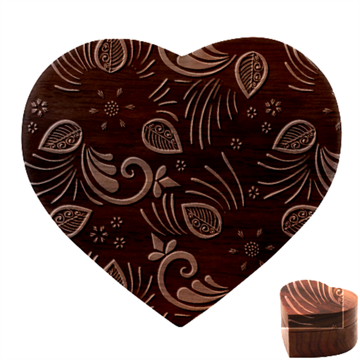 Flowers Floral Retro Flower Texture Heart Wood Jewelry Box