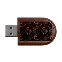 Flowers Floral Retro Flower Texture Wood Oval Usb Flash Drive by Salmanaz77