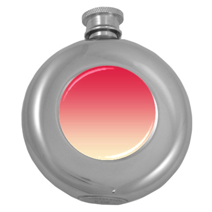 Crimson Red To Cream Yellow Linear Gradient Round Hip Flask (5 oz)