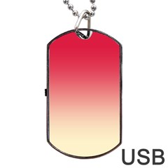 Crimson Red To Cream Yellow Linear Gradient Dog Tag Usb Flash (one Side) by GradientsOmbre