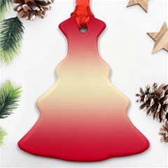 Crimson Red To Cream Yellow Bilinear Gradient Christmas Tree Ornament (two Sides) by GradientsOmbre