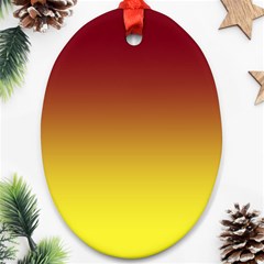 Burgundy Red To Electric Yellow Linear Gradient Ornament (oval) by GradientsOmbre