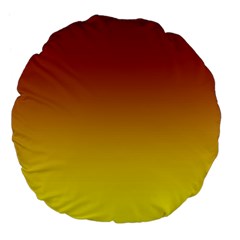 Burgundy Red To Electric Yellow Linear Gradient Large 18  Premium Flano Round Cushions by GradientsOmbre