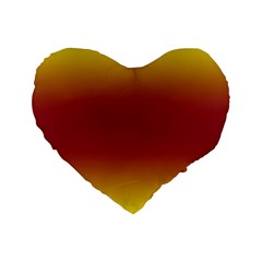 Electric Yellow To Burgundy Red Bilinear Gradient Standard 16  Premium Heart Shape Cushions by GradientsOmbre