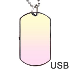 Cream Yellow To Pink Lace Linear Gradient Dog Tag Usb Flash (one Side) by GradientsOmbre