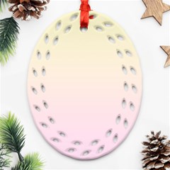 Cream Yellow To Pink Lace Linear Gradient Oval Filigree Ornament (two Sides) by GradientsOmbre