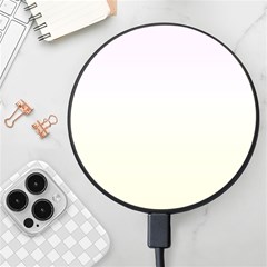 Pink Lace To Cream Yellow Linear Gradient Wireless Fast Charger(black) by GradientsOmbre