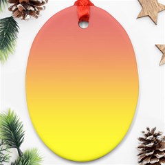 Coral Pink To Electric Yellow Linear Gradient Oval Ornament (two Sides) by GradientsOmbre