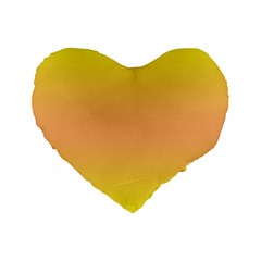 Electric Yellow To Coral Pink Bilinear Gradient Standard 16  Premium Heart Shape Cushions by GradientsOmbre