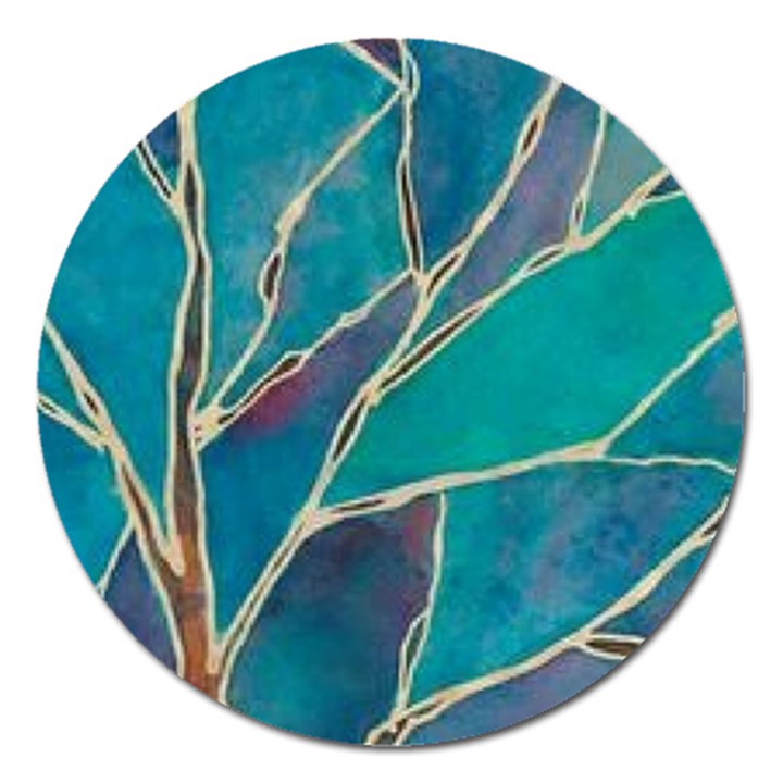 Aqua Batik, Abstract, Colorful Magnet 5  (Round)