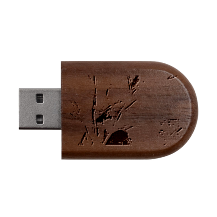 Aqua Batik, Abstract, Colorful Wood Oval USB Flash Drive