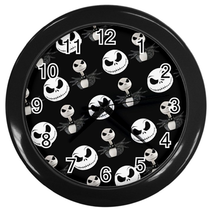 Jack Print, White, Before, Plain, Black, Simple, Christmas Wall Clock (Black)