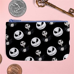 Jack Print, White, Before, Plain, Black, Simple, Christmas Large Coin Purse by kyorashop23