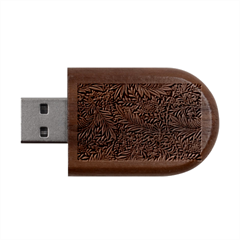 Brown Vintage Background Vintage Floral Pattern, Brown Wood Oval Usb Flash Drive by kyorashop23