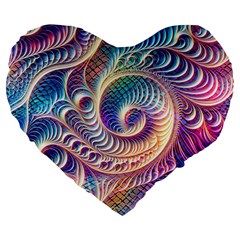 Abstract Fractal Art Swirl Pattern Large 19  Premium Flano Heart Shape Cushions by Salmanaz77