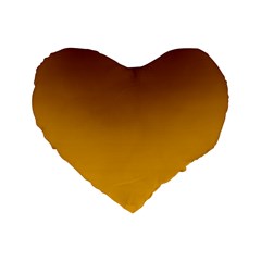 Chocolate Brown To Amber Orange Linear Gradient Standard 16  Premium Flano Heart Shape Cushions by GradientsOmbre