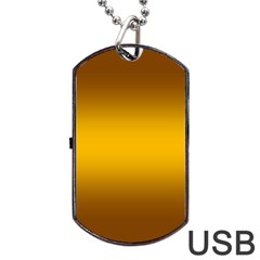 Chocolate Brown To Amber Orange Bilinear Gradient Dog Tag Usb Flash (two Sides) by GradientsOmbre