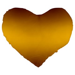 Chocolate Brown To Amber Orange Bilinear Gradient Large 19  Premium Flano Heart Shape Cushions by GradientsOmbre