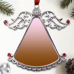 Pink Lace To Chocolate Brown Linear Gradient Metal Angel With Crystal Ornament by GradientsOmbre