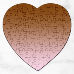 Chocolate Brown To Pink Lace Linear Gradient Jigsaw Puzzle (heart) by GradientsOmbre