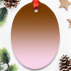 Chocolate Brown To Pink Lace Linear Gradient Oval Ornament (two Sides) by GradientsOmbre