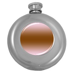 Pink Lace To Chocolate Brown Bilinear Gradient Round Hip Flask (5 Oz) by GradientsOmbre