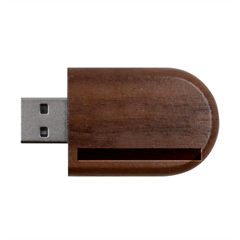 Amber Orange To Burgundy Red Linear Gradient Wood Oval Usb Flash Drive by GradientsOmbre