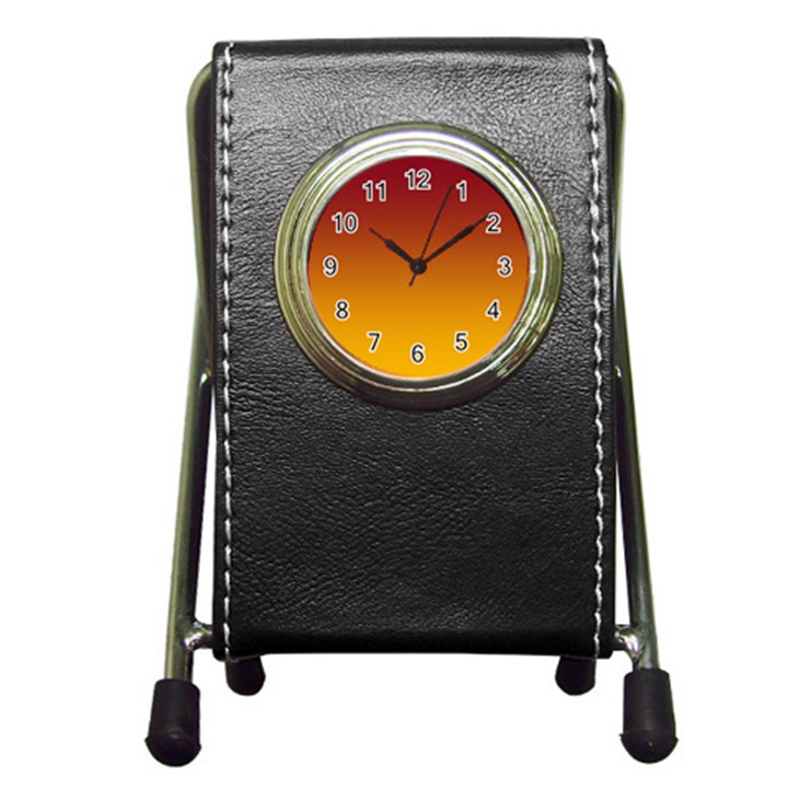 Burgundy Red To Amber Orange Linear Gradient Pen Holder Desk Clock