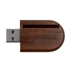 Burgundy Red To Amber Orange Linear Gradient Wood Oval Usb Flash Drive by GradientsOmbre