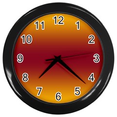 Amber Orange To Burgundy Red Bilinear Gradient Wall Clock (black) by GradientsOmbre