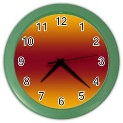 Amber Orange To Burgundy Red Bilinear Gradient Color Wall Clock by GradientsOmbre