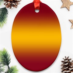 Burgundy Red To Amber Orange Bilinear Gradient Oval Ornament (two Sides) by GradientsOmbre