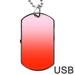 Pink Lace To Scarlet Red Linear Gradient Dog Tag Usb Flash (two Sides) by GradientsOmbre