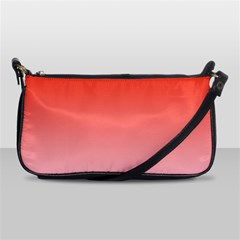 Scarlet Red To Pink Lace Linear Gradient Leather Shoulder Clutch Bag by GradientsOmbre