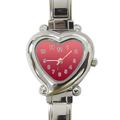 Coral Pink To Burgundy Red Linear Gradient Heart Italian Charm Watch by GradientsOmbre