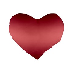 Burgundy Red To Coral Pink Bilinear Gradient Standard 16  Premium Heart Shape Cushions by GradientsOmbre