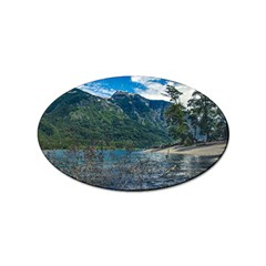 Beach At Los Alerces National Park, Chubut Province, Argentina Sticker (oval) by dflcprintsclothing