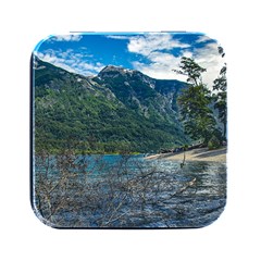 Beach At Los Alerces National Park, Chubut Province, Argentina Square Metal Box (black) by dflcprintsclothing