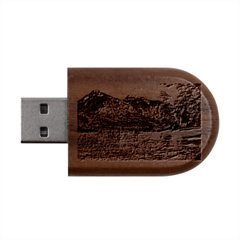 Beach At Los Alerces National Park, Chubut Province, Argentina Wood Oval Usb Flash Drive by dflcprintsclothing