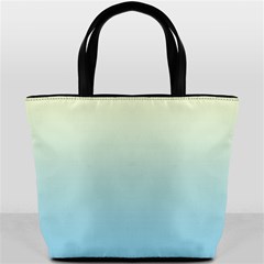 Cream Yellow To Baby Blue Linear Gradient Bucket Bag by GradientsOmbre