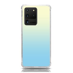 Cream Yellow To Baby Blue Linear Gradient Samsung Galaxy S20 Ultra 6 9 Inch Tpu Uv Case by GradientsOmbre