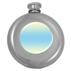 Cream Yellow To Baby Blue Bilinear Gradient Round Hip Flask (5 Oz) by GradientsOmbre