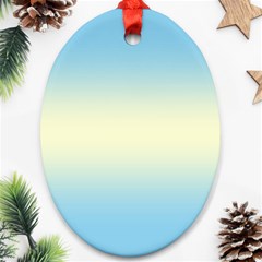 Baby Blue To Cream Yellow Bilinear Gradient Oval Ornament (two Sides) by GradientsOmbre