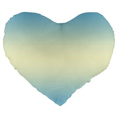 Baby Blue To Cream Yellow Bilinear Gradient Large 19  Premium Flano Heart Shape Cushions by GradientsOmbre